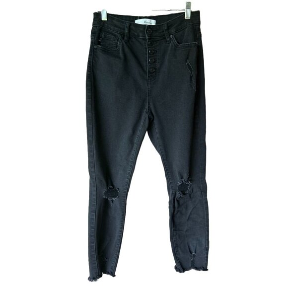 KanCan Women's Distressed Black Skinny Jeans Size 5/26 - Picture 1 of 10